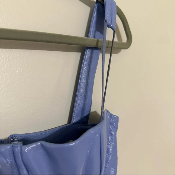 House of CB MELISSA CORNFLOWER BLUE VEGAN LEATHER CORSET Top Size X-Small - Picture 4 of 9